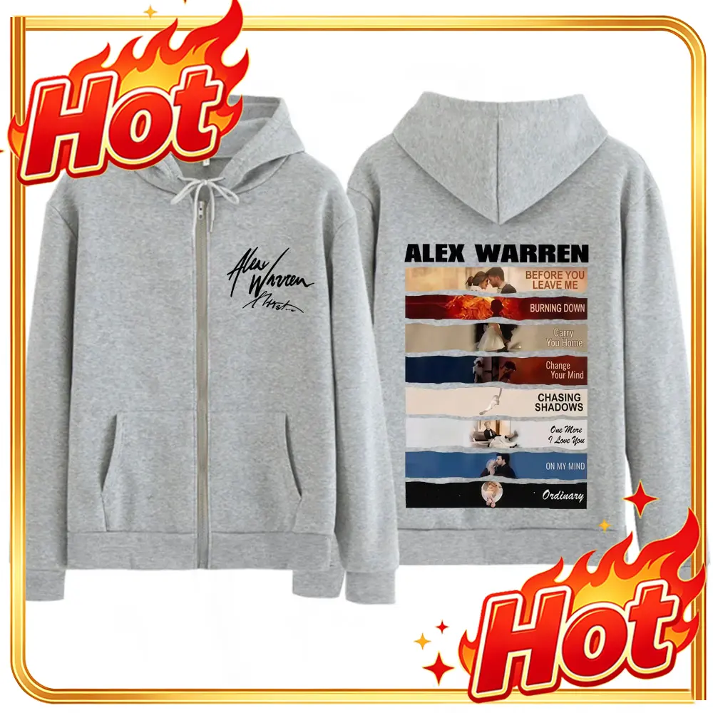 Mens Fashion Zip Up Hoodies - Zanger Alex Warren 2026 Tour Print