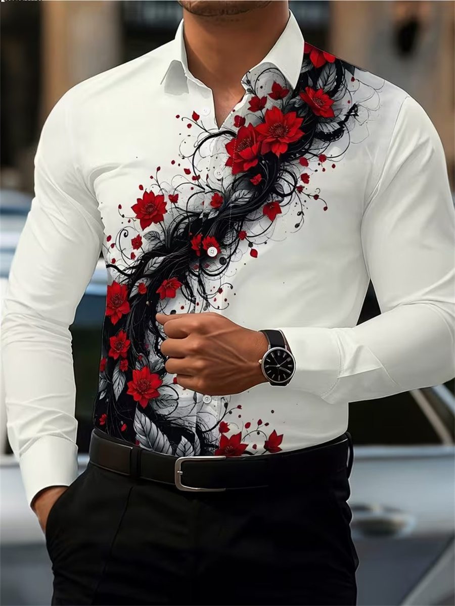 Herenshirt met rode rozenprint - Mens Fashion Clothes recensie en prijs